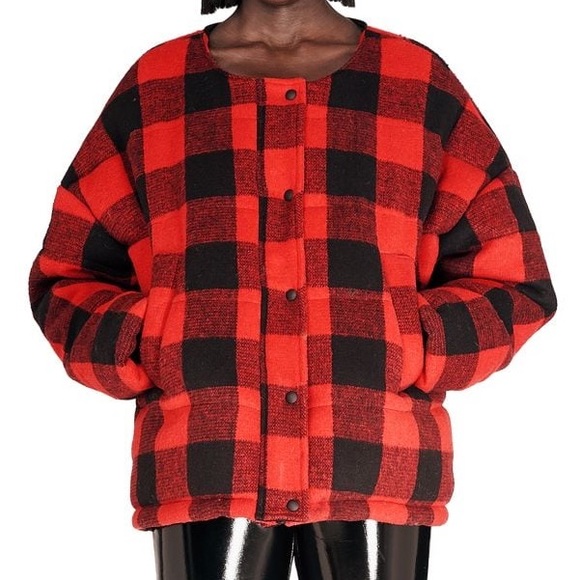 APPARIS Alana Red Plaid Quilted Jacket. Size Large - Picture 1 of 12